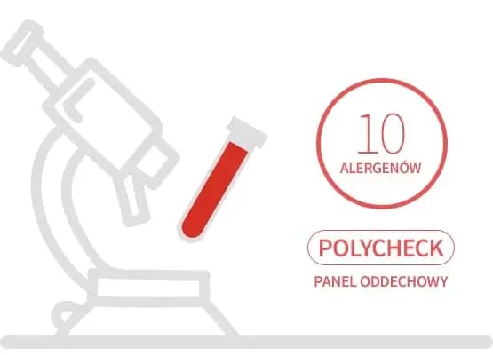 Test alergiczny Polycheck – panel oddechowy, 10 alergenów (alergie na roztocza, naskórek zwierząt i grzyby)