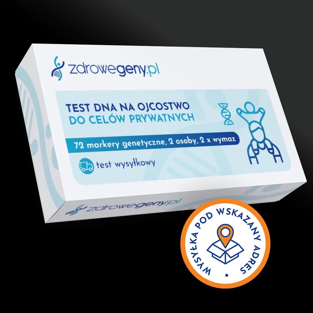 Test DNA na ojcostwo do celów prywatnych - do 72 markerów genetycznych, 2 osoby, 2 x wymaz, test wysyłkowy